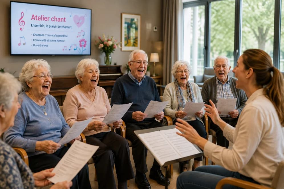 Photo de l'atelier chant, jointe à la publication